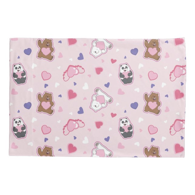 We Bare Bears - Valentine Hearts Pattern Pillow Case (Back)