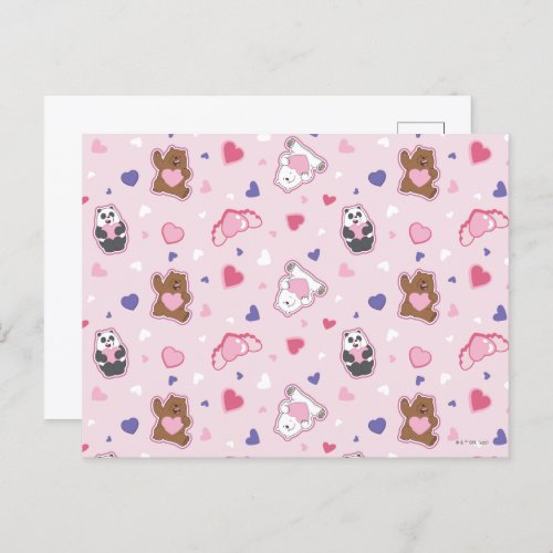 We Bare Bears _ Valentine Hearts Pattern Postcard