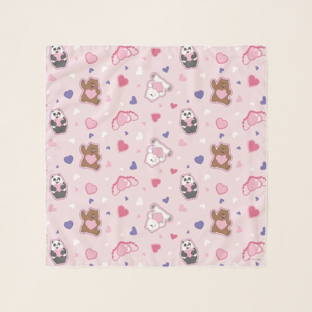 We Bare Bears - Valentine Hearts Pattern Scarf (Front)
