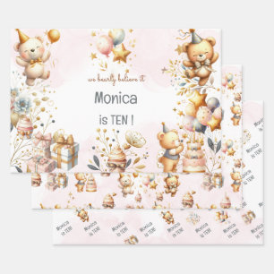 We bearly believe, royal tedddy bear kids birthday wrapping paper sheets