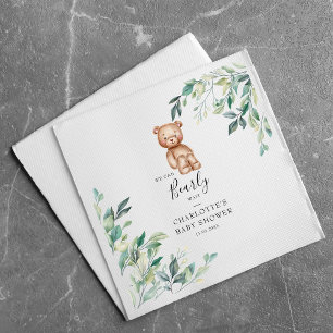We Bearly Wait Eucalyptus Woodland Baby Shower Napkins
