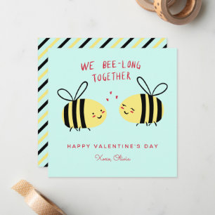 We Bee-long Together Cute Kids Valentine's Day Note Card