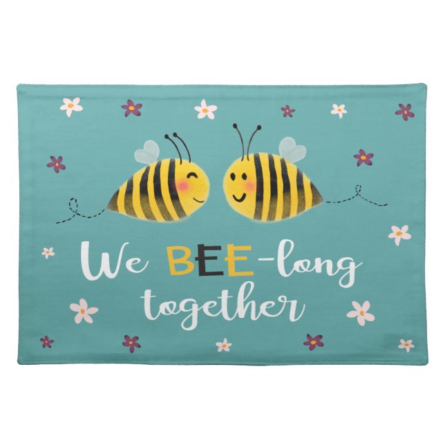 We BEE-long together with bees & flowers Cloth Placemat (Front)