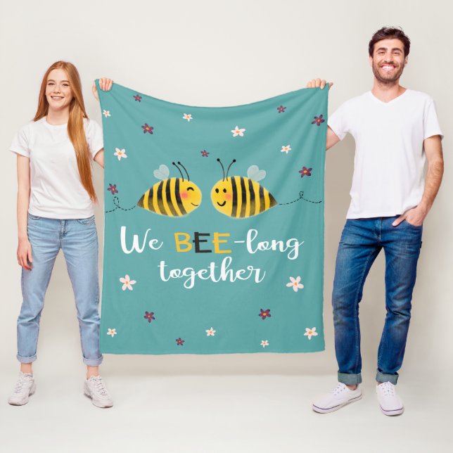 We BEE-long together with bees & flowers Valentine Fleece Blanket (In Situ)
