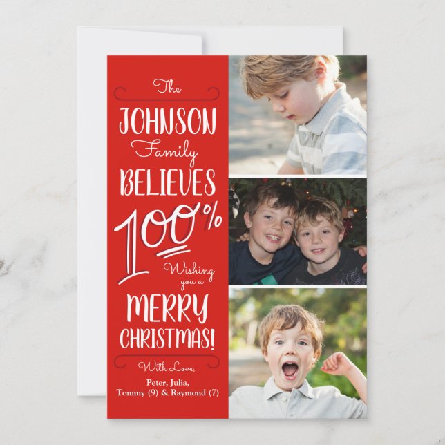 We Believe 100% Holiday Photo Card (Front)