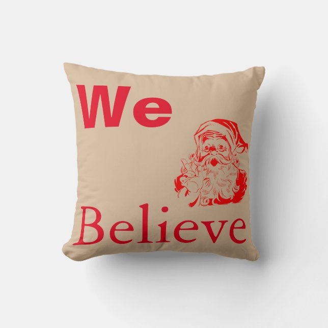 WE BELIEVE Christmas Throw Pillow (Front)