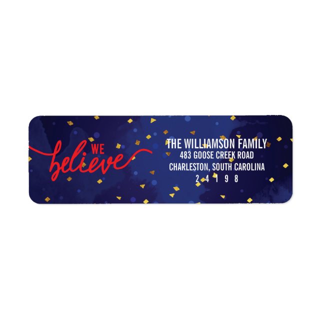 We Believe Confetti Christmas Label (Front)