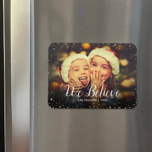 We Believe   Glitz Faux Glitter Photo Overlay Magnet