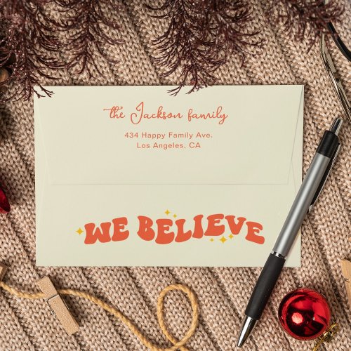 We believe retro colors typography Christmas  Envelope