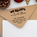 We bellieve in Santa Claus retro typography Self-inking Stamp<br><div class="desc">Spread some jolly cheer with this Christmas return address stamp and its retro typography! Customize it with your address and let everyone know that your family believes in Santa Claus.</div>