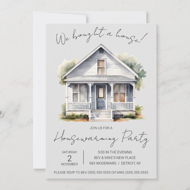 We Bought a House! Cute Watercolor Housewarming  Invitation (Front)