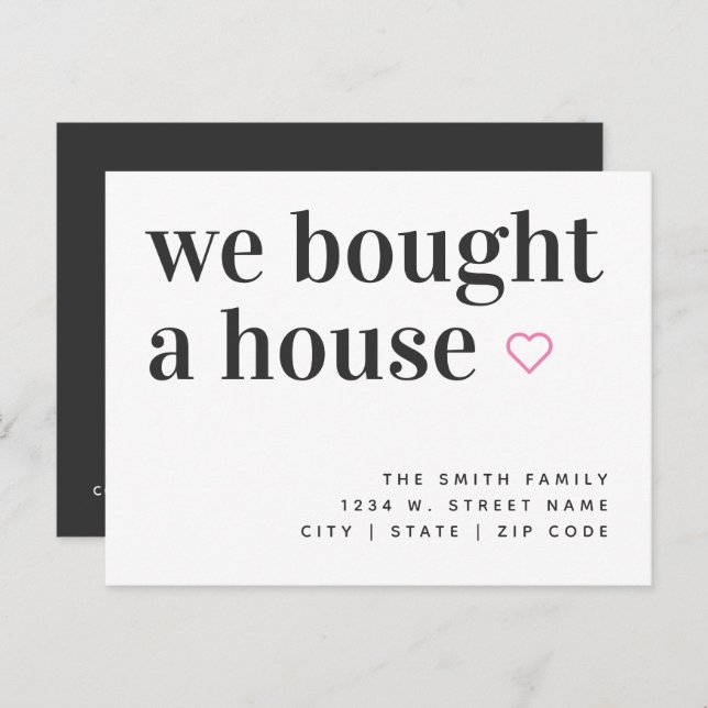 We Bought A House Simple Announcement Postcard (Front/Back)