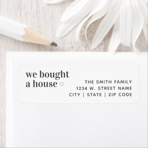 We Bought a House Simple Heart Return Address Label