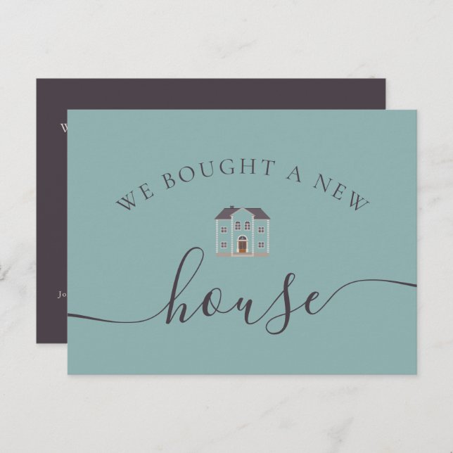 We Bought A New House Cream & Teal Announcement (Front/Back)