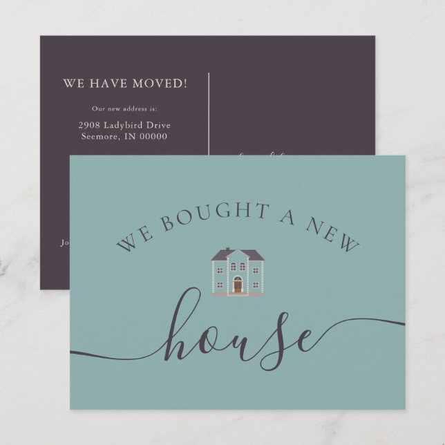 We Bought A New House Cream & Teal Announcement Postcard (Front/Back)
