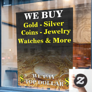 We Buy Gold Silver Coins Jewelry Shop Huge Window Cling