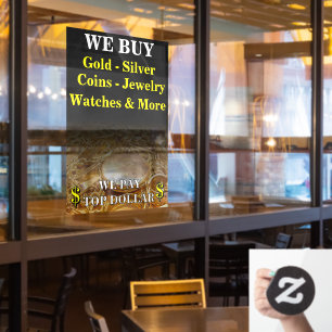 We Buy Gold Silver Coins Jewelry Shop Huge  Window Cling