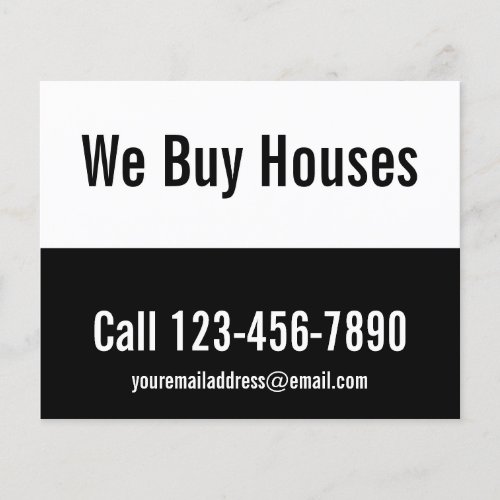We Buy Houses Black and White Promotional Template Flyer