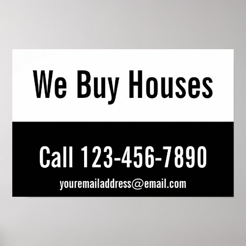 We Buy Houses Black and White Promotional Template Poster