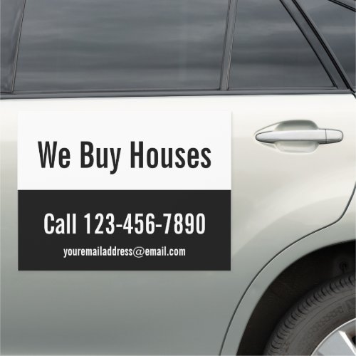We Buy Houses Black and White Text Template Car Magnet