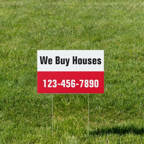 We Buy Houses Black Red White Text Template Sign