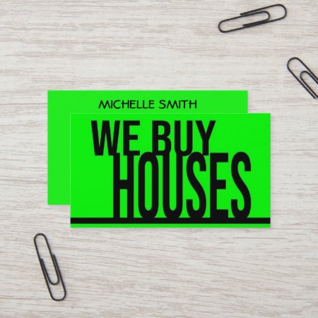 We Buy Houses Neon Green  Business Card