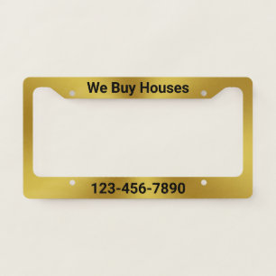 We Buy Houses Phone Number Gold Brushed Metal Look License Plate Frame