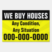 We Buy Houses Real Estate Investment Property Sign