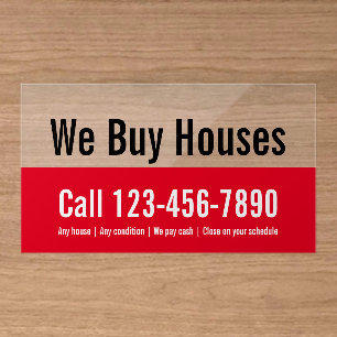 We Buy Houses Real Estate Investor Plastic Clear Business Cards