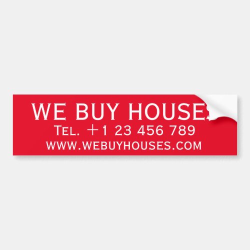 WE BUY HOUSES RED WHITE Bumper Sticker