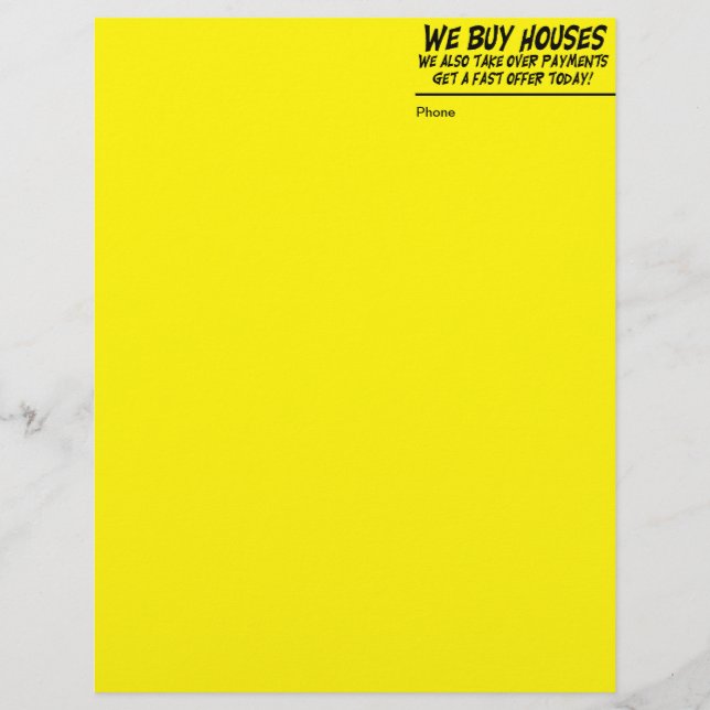 We Buy Houses Yellow Letter Head Letterhead (Front)