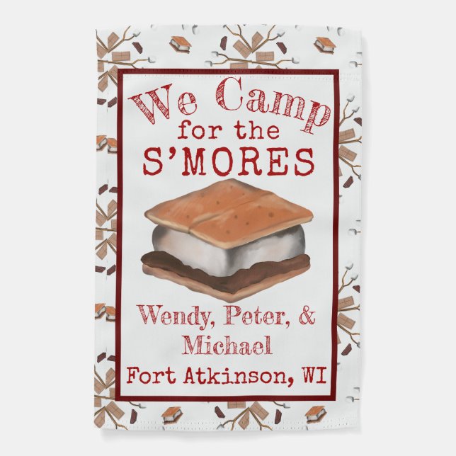 We Camp for the S’mores Campsite Flag (Front)