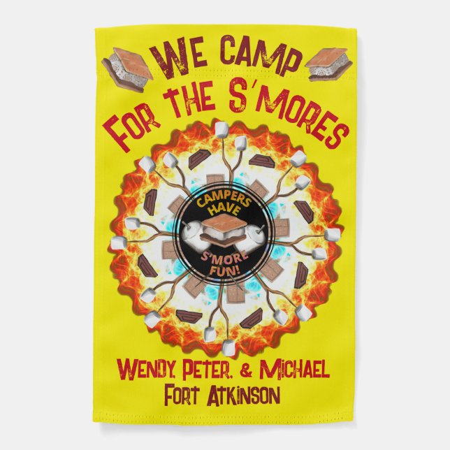 We Camp for the S’mores Campsite Flag (Front)