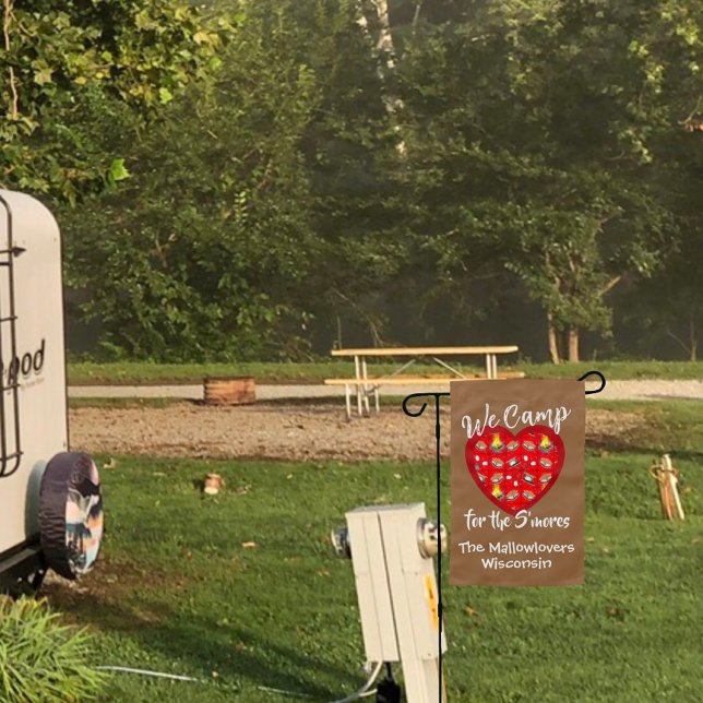 We Camp for the S’mores Personalized Camping Flag (Creator Uploaded)