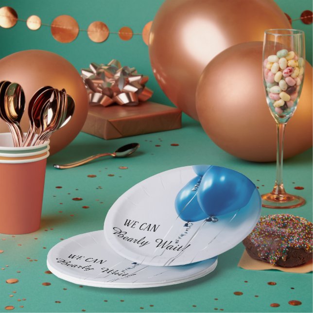 We Can Barely Wait Baby Boy Shower Paper Plate (Multi)