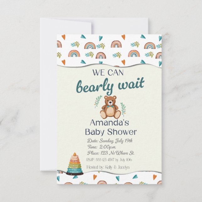 We Can Barely Wait Baby Shower Invitations (Back)