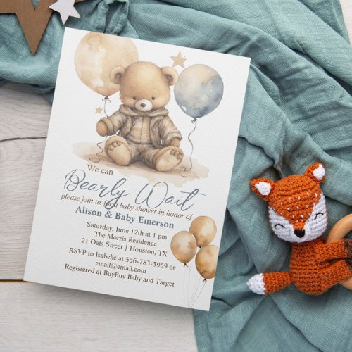 We can Barely Wait Balloons Baby Shower Invitation