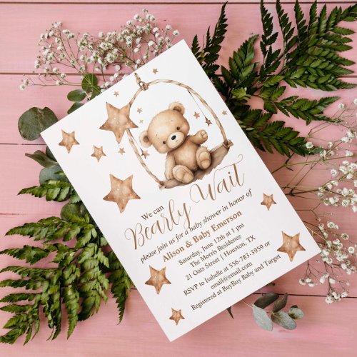 We can Barely Wait Cradle Baby Shower Invitation