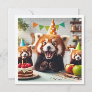 We can bear-ly believe it! Red panda birthday Invitation