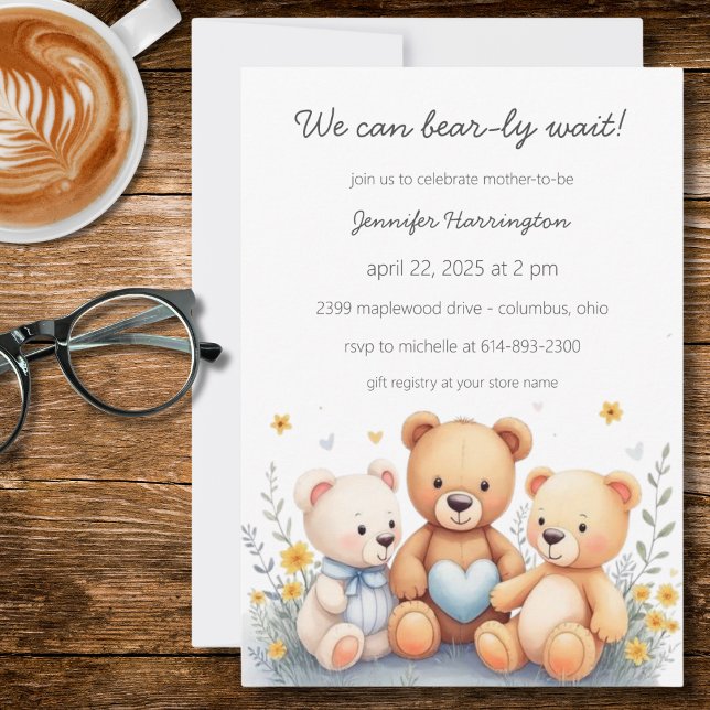 We Can Bear-ly Wait Baby Shower Invitation (Creator Uploaded)
