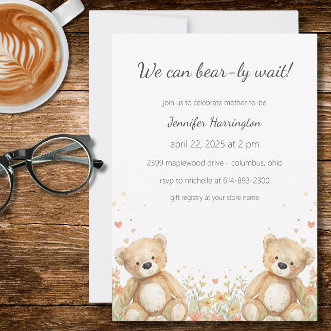 We Can Bear-ly Wait Baby Shower Invitation (Creator Uploaded)