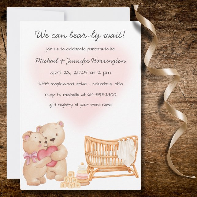 We Can Bear-ly Wait Baby Shower Invitation (Creator Uploaded)