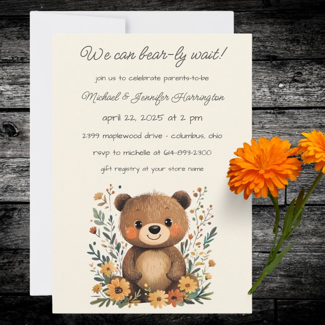 We Can Bear-ly Wait Boho Baby Shower Invitation (Creator Uploaded)