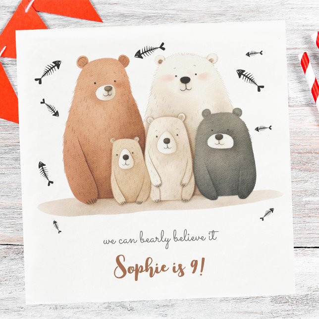 we can bearly believe it animals kids birthday napkins (Creator Uploaded)