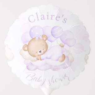 We Can Bearly Purple Bear Baby Shower Balloon