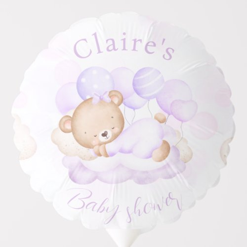 We Can Bearly Purple Bear Baby Shower Balloon