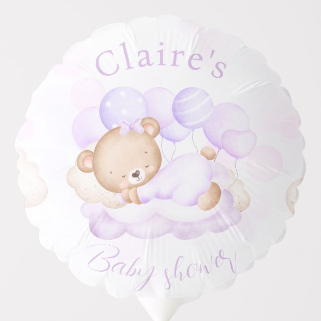 We Can Bearly Purple Bear Baby Shower Balloon (Front)