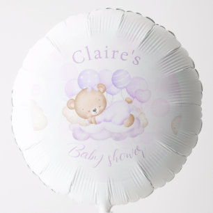 We Can Bearly Purple Lavender Bear Baby Shower Balloon