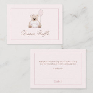 We Can Bearly Teddy Bear Pink Baby Shower Diaper E Enclosure Card