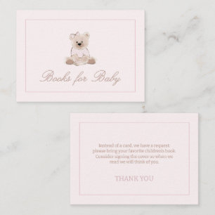 We Can Bearly Teddy Bear Pink Books for Baby Showe Enclosure Card